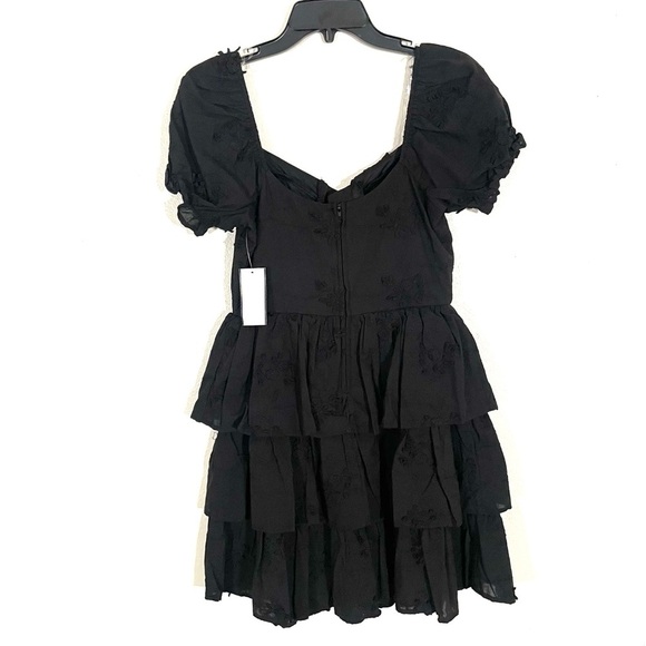 NEW Midnight Doll Sweetheart Neck Emb Lawn Tiered Ruffle Dress Zip Black Size S - Picture 3 of 9